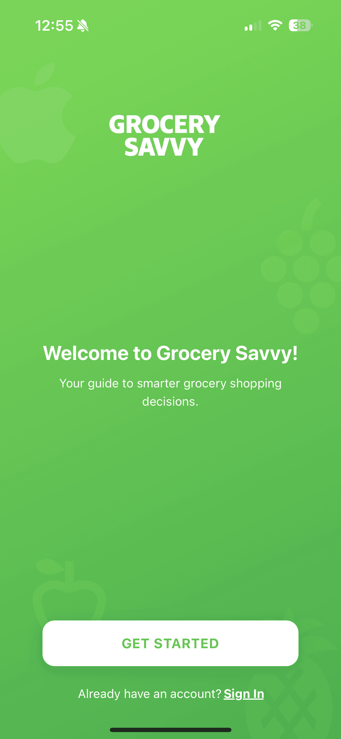 Grocery Savvy home screen showing the main app dashboard